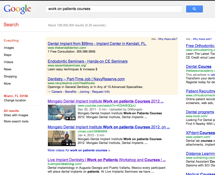 Search 128 Millions rank in Google